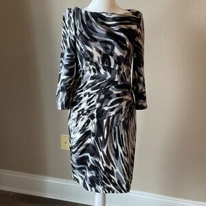 Jessica Howard Zebra Print Long Sleeve Dress
